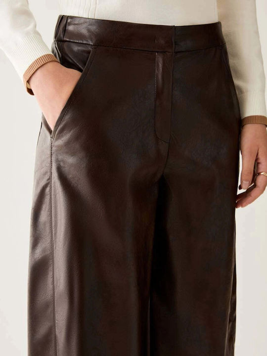 Damen Stoffhose mit Gummiband Braun