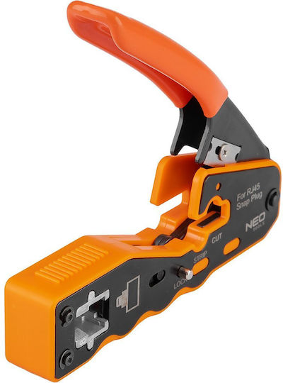 Neo Tools Клещи Преса за Клеми за Мрежа RJ45 със Стрипър и Изолация (Дължина 135mm)