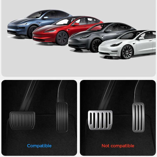 Spigen Stuttgart Autopedale Acp04510 Tesla Model Y/3 Vollständiger Pedalsatz Edelstahl Gummi Noppen Silber