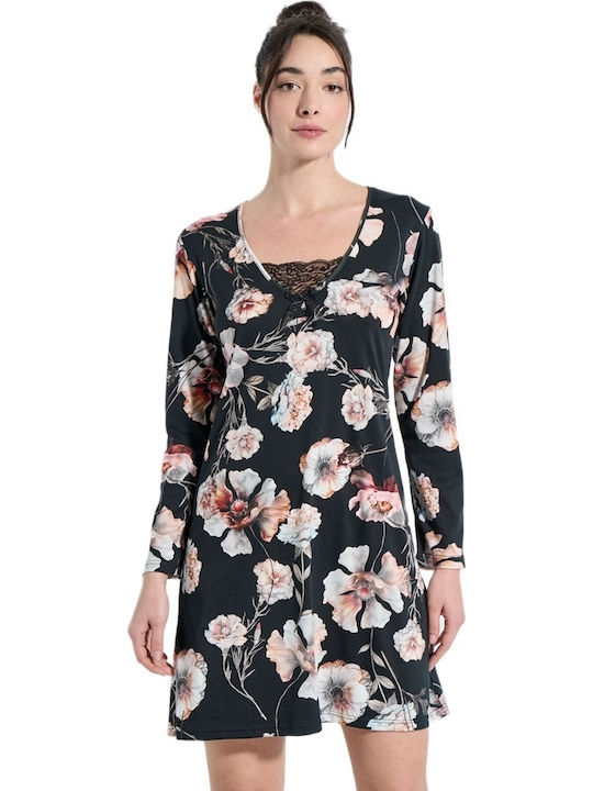 Jeannette Lingerie Зимна дамска нощна риза черна Jeannette Lingerie Зимна дамска нощна риза черна
