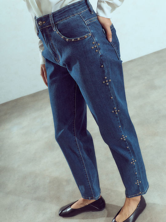 Celestino Women's Jeans Mom Fit Trousers Dark Blue