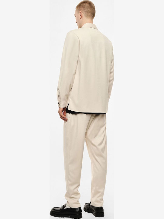 Long Sleeve Overshirt in Regular Fit Beige