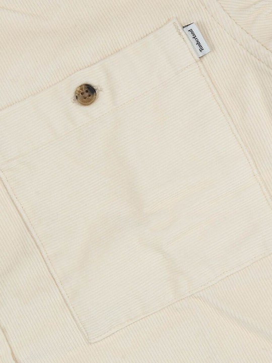 Long Sleeve Corduroy Shirt in Regular Fit Ecru