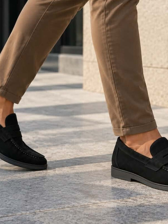 Loafers bărbătești de catifea în Culoare Negru