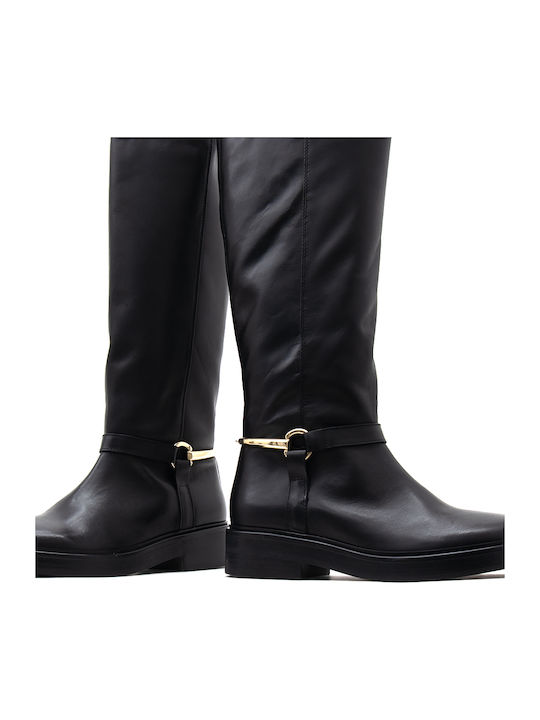 Leder Damenstiefel Reiten Schwarz