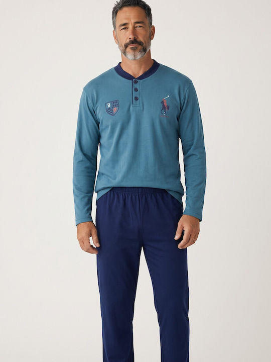 Мъжка Пижама Collection Polo Суитшърт 65% Памук Българско Производство Петролен Cl2720-65-петролен
