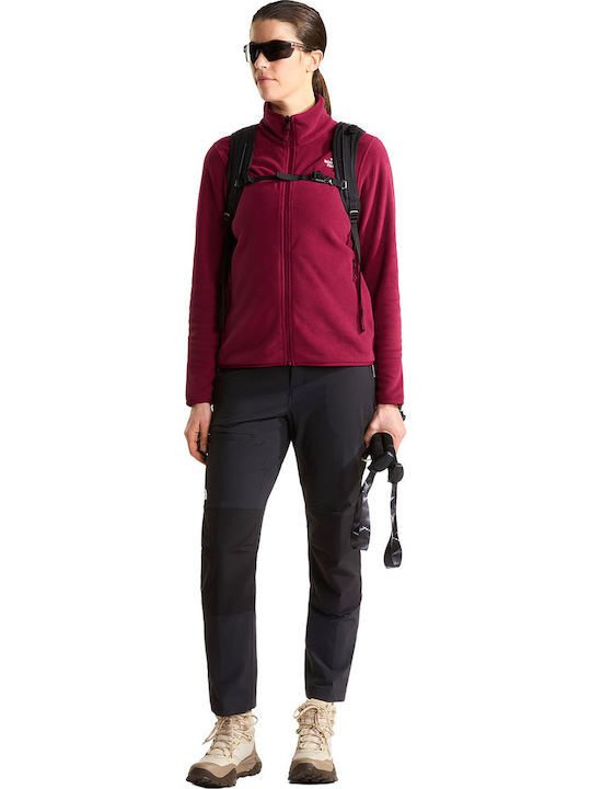 Glacier Fleece Damen Strickjacke mit Reissverschluss Burgundisch