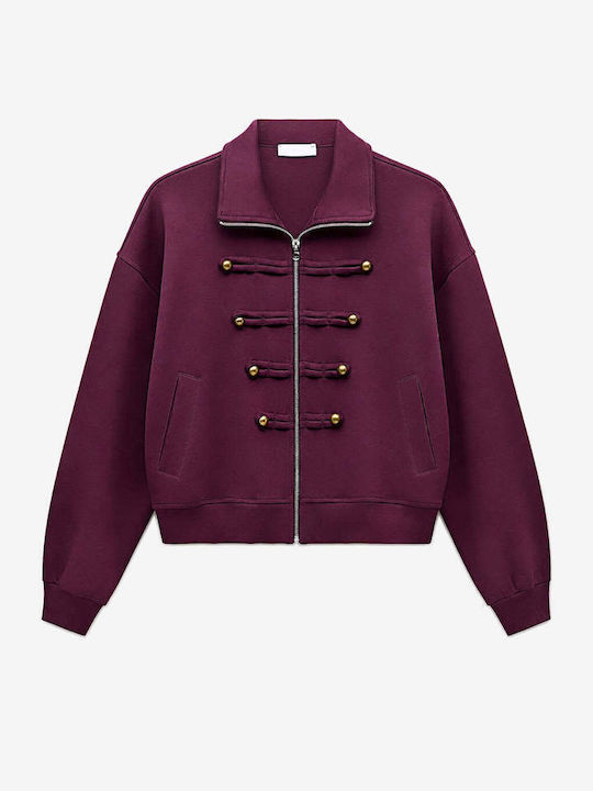 Women's Cardigan with Buttons Burgundy