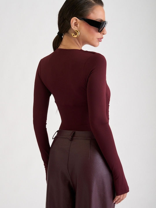 Burgundisches Damen-Bodysuit