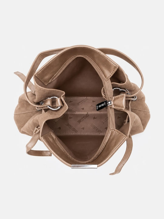 Leather Women's Handbag Crossbody Beige