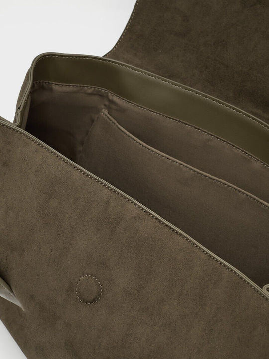 Geantă Shopper Dama Suede Kaki