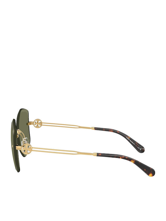 Tory Burch Women Sunglasses With Gold Frame And Green Lens