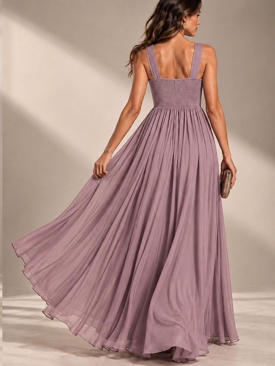 Summer Maxi Evening Satin Dress Dusty Nude