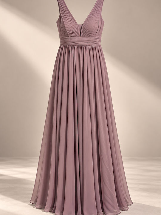 Summer Maxi Evening Satin Dress Dusty Nude