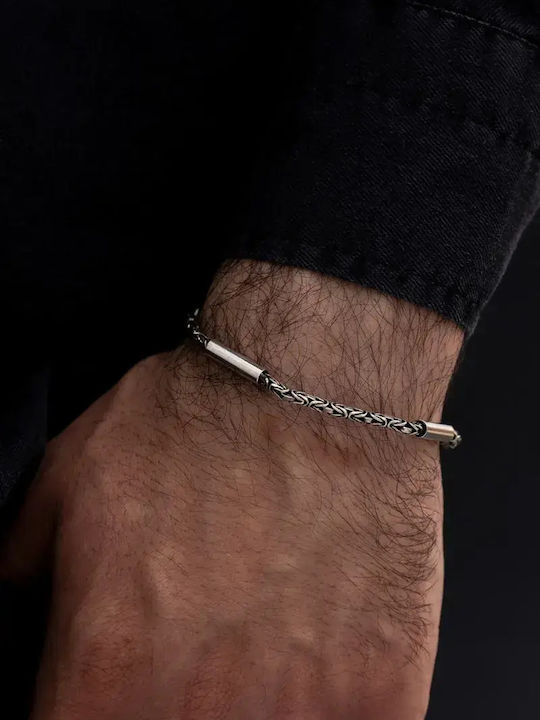 SteweHome Men's Silver Bracelet with Zircon 20cm
