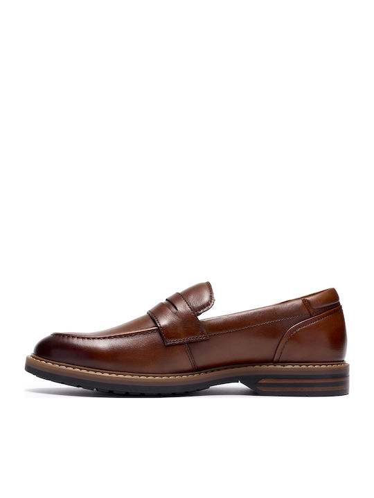 Step Δερμάτινα Ανδρικά Loafers σε Ταμπά Χρώμα