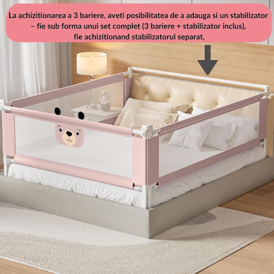 Kidizi Bară de Protecție pentru Pat Pliabilă din Material Textil în Culoare Roz 140cm