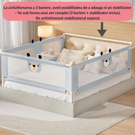 Kidizi Bară de Protecție pentru Pat Pliabilă din Material Textil în Culoare Gri 160 cm