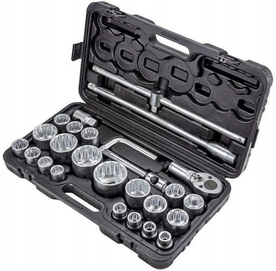 Forcekraft Ratchet with Sockets 3/4" & 1" 26 Pieces