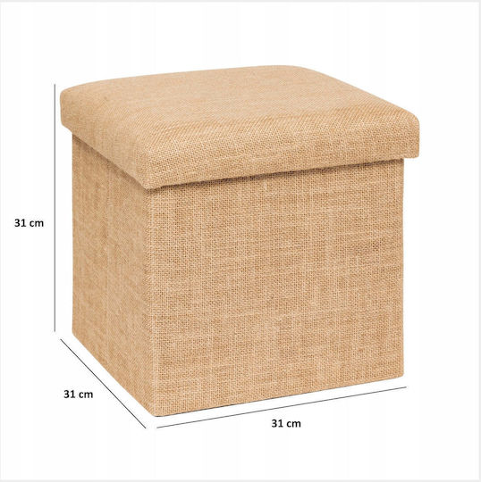 Taburet Cu Spațiu De Depozitare Din Paie F-V Folding Bej 31x31x31cm