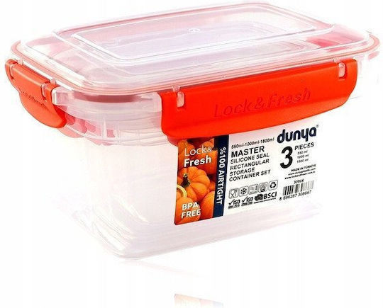 Max Home Set Plastic Lunch Boxes Transparent 3 Pieces