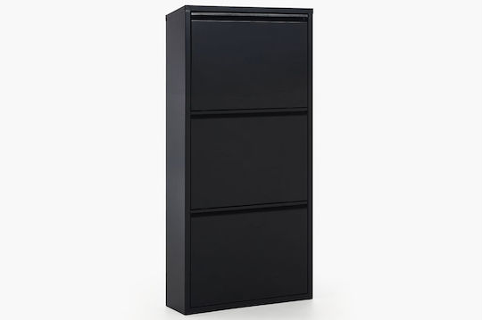 Metal Shoe Organizer with 3 Shelves Black 50x15x103cm 56351005