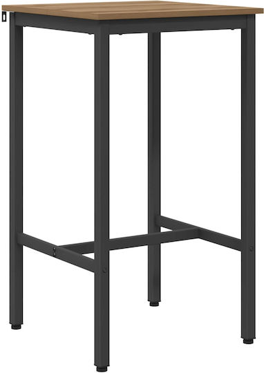 Artisan Square Bar Table Wooden with Metal Frame Oak 52x52x110cm