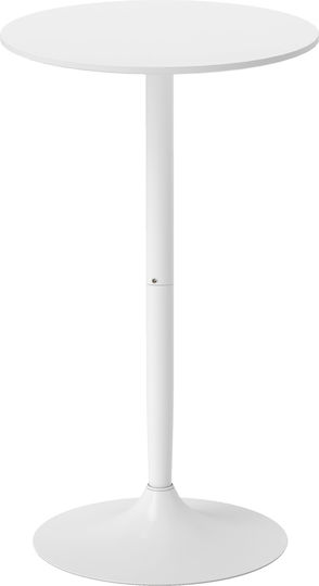 Round Bar Table Wooden with Metal Frame White 60x60x102cm
