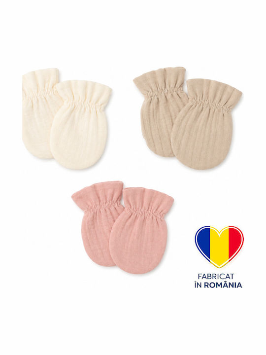 Set Mănuși Pentru Copii MIttens Tricotate Pentru Nou-Născut Roz 3 Bucăți