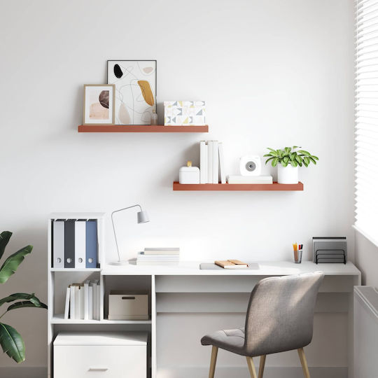 Red Wall Shelves (2 Pieces) 90x23.5x4cm
