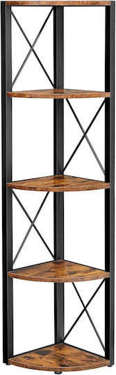 Corner Shelf 5 Tiers 30 X 30 X 160cm– Vintage Brown Black Lls805b01 Vasagle