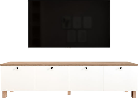 Mobilier TV Edda Alb/natural M180xA34.1xÎ45.6cm Mobilier TV Edda Alb/natural M180xA34.1xÎ45.6cm