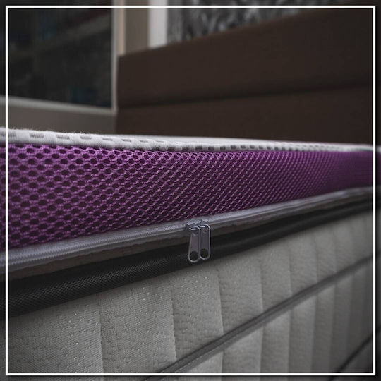 Klikareto Mattress Topper Lavander Double Memory Foam with Removable Cover & Elastic Straps 150x200x4cm