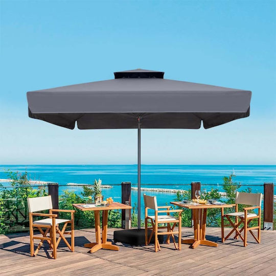 Professionelle Quadratische Aluminium Garten- und Terrassen-Sonnenschirm Grau 3x3m