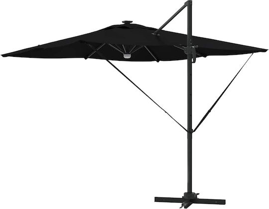 Hängender Quadratischer Garten- und Terrassen-Sonnenschirm aus Aluminium Schwarz 2,7x2,7xHöhe 2,7 m
