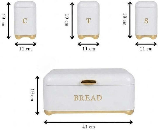 General Use Storage Box with Lid Metallic White 19x19x19cm