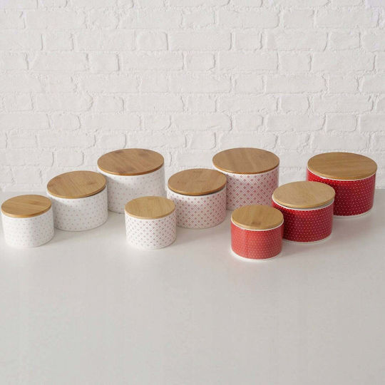 Boltze Set of 3 Ceramic Cereal Jars with Lid 10x10cm 3 Pieces