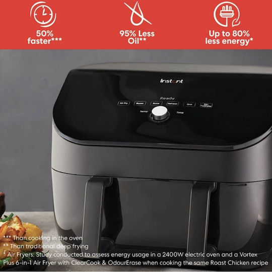 Instant Pot Vortex Versazone Air Fryer με Διπλό Αποσπώμενο Κάδο 8.5lt Μαύρο