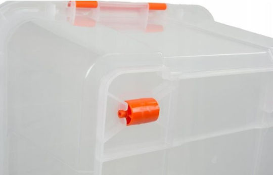 Tactix Plastic Storage Box with Wheels and Lid Transparent 58x37.5x34.5cm