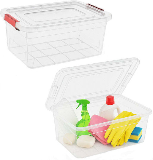 Viosarp Plastic Storage Box with Lid Transparent 41.5x28x17.5cm