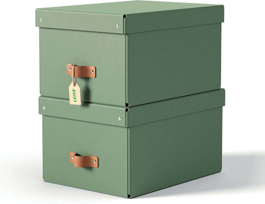 Leitz Paper Storage Box with Lid Green 27x37x20cm 2 Pieces