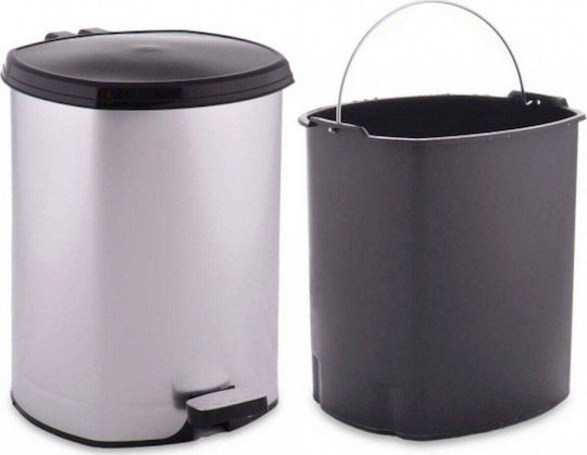 Berilo Berilo Kunststoff Mülleimer mit Pedal Silber 6lt