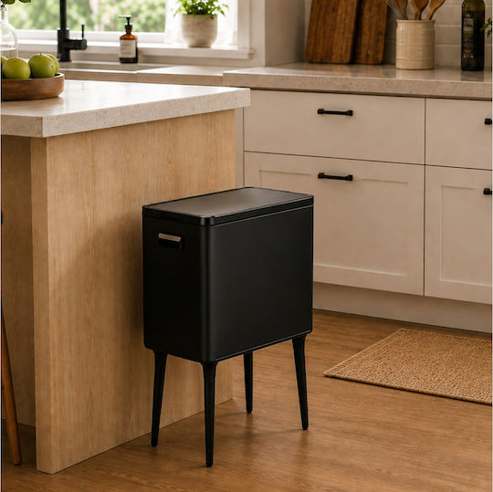 Metallischer Mülleimer Push Schwarz 35lt