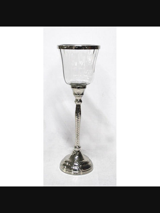 Basis Kerzenhalter Glas in Silber Farbe 11.5x33x11.5cm 1Stück