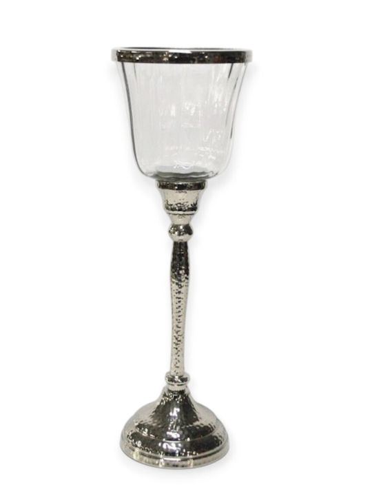 Basis Kerzenhalter Glas in Silber Farbe 11.5x33x11.5cm 1Stück