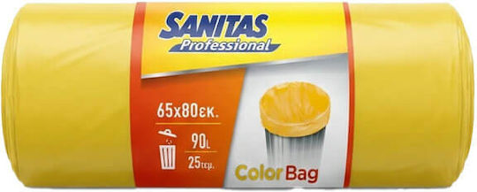 Sanitas Торби за смет Капацитет 90л Professional 80x65см 25 броя Жълти