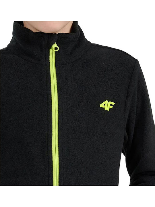 Kinder-Strickjacke Fleece Schwarz
