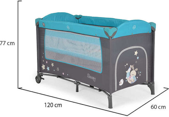 Moni Sleepy Playpen 2 Levels with Changing Table & Mattress Turquoise 120x60cm