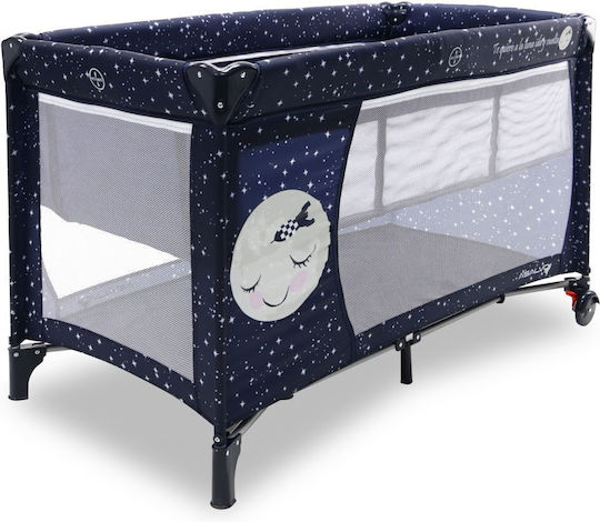 Asalvo Smooth Laufstall 2 Ebenen mit Matratze Marineblau 65x125cm