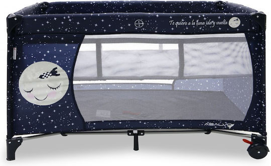 Asalvo Smooth Laufstall 2 Ebenen mit Matratze Marineblau 65x125cm